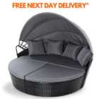 EVRE Black Bali Day Bed Outdoor Garden Furniture Set With Canopy & Cover (ORDER BY 4 PM FOR FREE NEXT DAY DELIVERY)