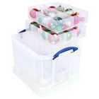 Really Useful 35L Stackable Bauble Box with 3 Trays - Clear