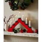 Battery Operated 40cm Wooden Candle Bridge - Red