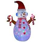 Bon Noel Christmas Inflatable Snowman Rotating Lighted Indoor Outdoor Decoration