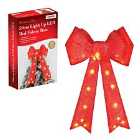 Christmas Workshop 50cm Red Fabric Bow with 25 Warm White LED Lights