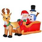 Bon Noel 1.3m Christmas Inflatable Santa Claus on Sleigh Deer LED Light Decoration