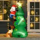 Bon Noel 1.8M Inflatable Christmas Tree Led Light With Santa Claus Dog Decoration