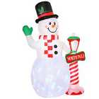 Bon Noel Christmas Inflatable Snowman with Street Lamp Lighted Decoration
