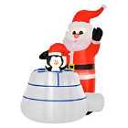 Bon Noel 1.6M Christmas Inflatable Santa Claus And Penguin with Ice House For Party