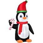 Bon Noel 2.5M Lighted Inflatable Christmas Penguin with Candy Cane For Garden