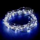Robert Dyas Battery Operated 100 Silver Copper Metal String Lights - Ice White