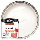 Crown Non Drip Gloss Paint - Brilliant White - 2.5L