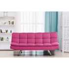 SleepOn Padded 3 Seater Fabric Sofa Bed Chrome Legs Cube Design Pink