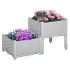 Outsunny Grey Raised Bed Planter Set of 2