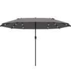 Outsunny Grey Double Sided LED Garden Parasol 4.4m