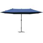 Outsunny Dark Blue Crank Handle Double Sided Parasol 4.6m