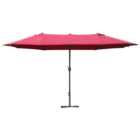 Outsunny Red Crank Handle Double Sided Parasol 4.6m