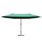Outsunny Dark Green Crank Handle Double Sided Parasol 4.6m