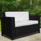 Outsunny 2 Seater Black Wicker Garden Sofa