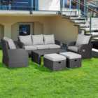 Outsunny 7 Seater Grey PE Rattan Sofa Lounge Set