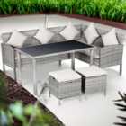 Outsunny 6 Seater Rattan Dining Set Grey
