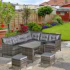 Outsunny 8 Seater Rattan Dining Set Grey