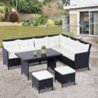 Outsunny 8 Seater Rattan Dining Set Black