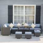 Outsunny 9 Seater Rattan Dining Sofa Set Grey
