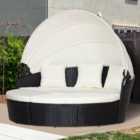 Outsunny 6 Seater Black Round Rattan Sofa with Canopy