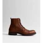 Jack & Jones Dark Brown Leather Lace Up Boots