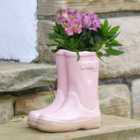 Small Pink Double Wellington Boots Outdoor Ceramic Flower Pot Garden Planter Pot Gift for Gardeners