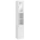 Homcom Bathroom Floor Storage Cabinet wMirror, Shelves White