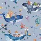 Holden Decor Whale Town Blue Wallpaper