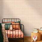 Holden Decor Watercolour Gingham Soft Coral Wallpaper