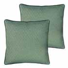 Paoletti Blenheim Polyester Filled Cushions Twin Pack Viscose Linen Forest