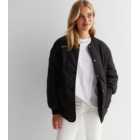 Tall Black Quilted Collarless Jacket