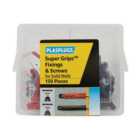 Plasplugs KSW150 Super Grips Fixings & Screws Kit for Solid Walls, 150 Piece PLAKSW150