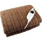 Luxury Fleece Electric Heated Throw With 9 Heat Settings - Brown