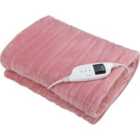 Luxury Fleece Electric Heated Throw With 9 Heat Settings - Pink