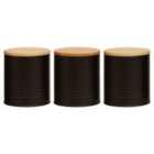 Interiors By PH Set Of Three Black Canisters