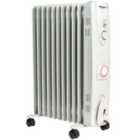 Mylek Energy Efficient Oil Filled Radiator/Electric Heater With Adjustable Thermostat - White