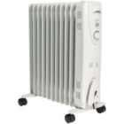 Mylek 2.5Kw 11 Fin Oil Filled Radiator/Electric Heater With Adjustable Thermostat - White