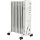 Mylek 2Kw Oil Filled Radiator/Electric Heater With Adjustable Thermostat - White