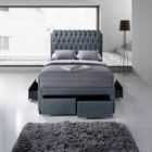 Dark Grey 4 Drawer Fabric Bed With Button Headboard Bed King