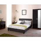 Bed in a Box Small Double Faux Leather Faux Leather Black