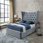 Silver Fabric Bed With Storage Drawers Double