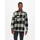 Only & Sons Black Check Cotton Long Sleeve Overshirt