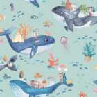 Holden Decor Whale Town Soft Teal Wallpaper