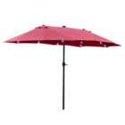 Outsunny Red Crank Handle Double Sided Parasol 4.4m