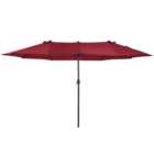 Outsunny Wine Red Crank Handle Parasol 4.6m