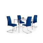 Enzo Rectangular Glass Top Dining Table with 4 Calabria Chairs