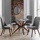 Chelsea Small Round Glass Dining Table with 4 Huxley Dining Chairs