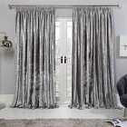 Sienna Crushed Velvet Pair Of Pencil Pleat Curtains Silver - 90" X 90"
