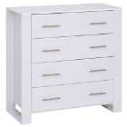 HOMCOM Chest Of 4 Drawers Metal Handles Cut Out Base White